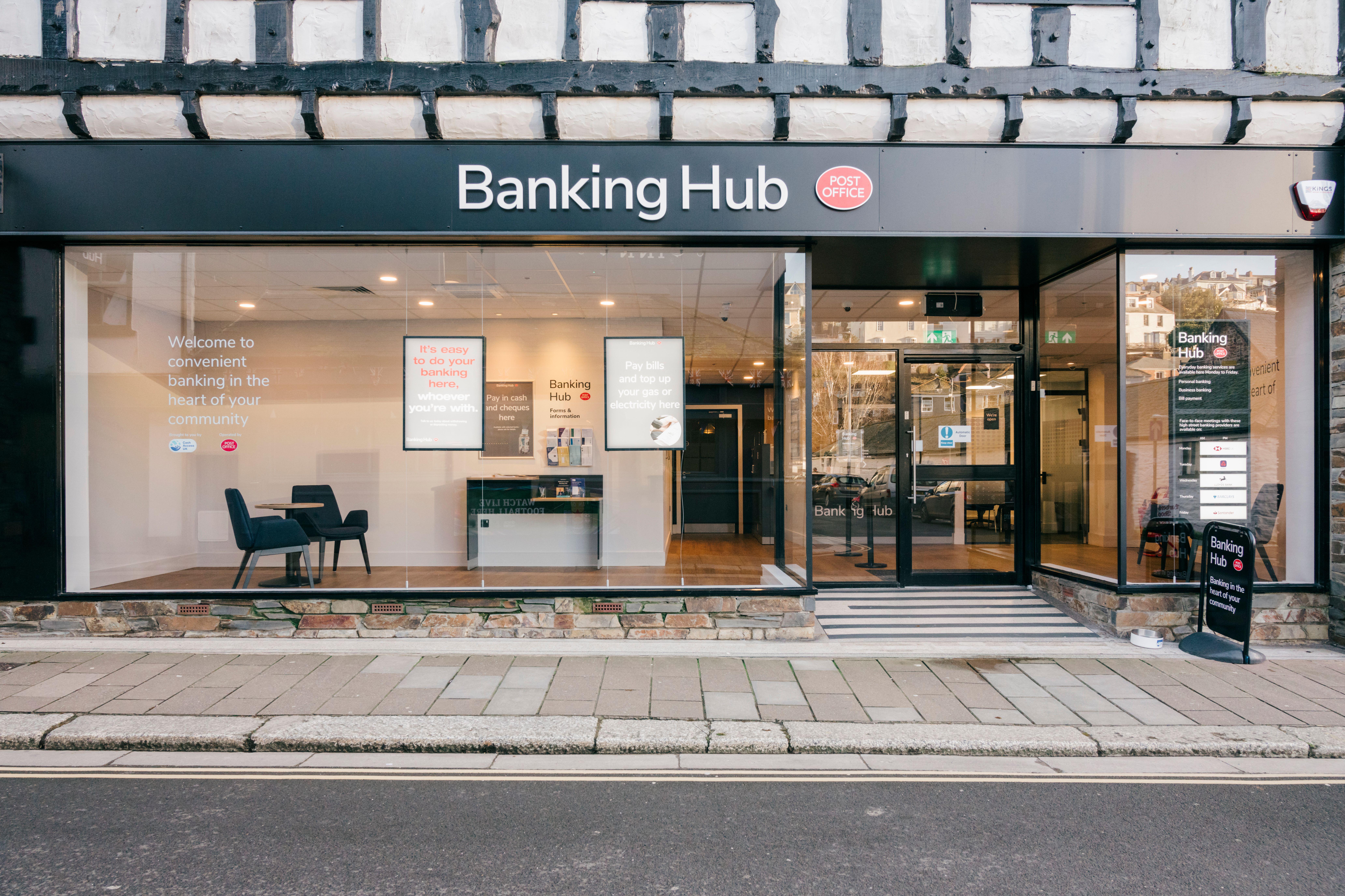 A Post Office banking hub exterior