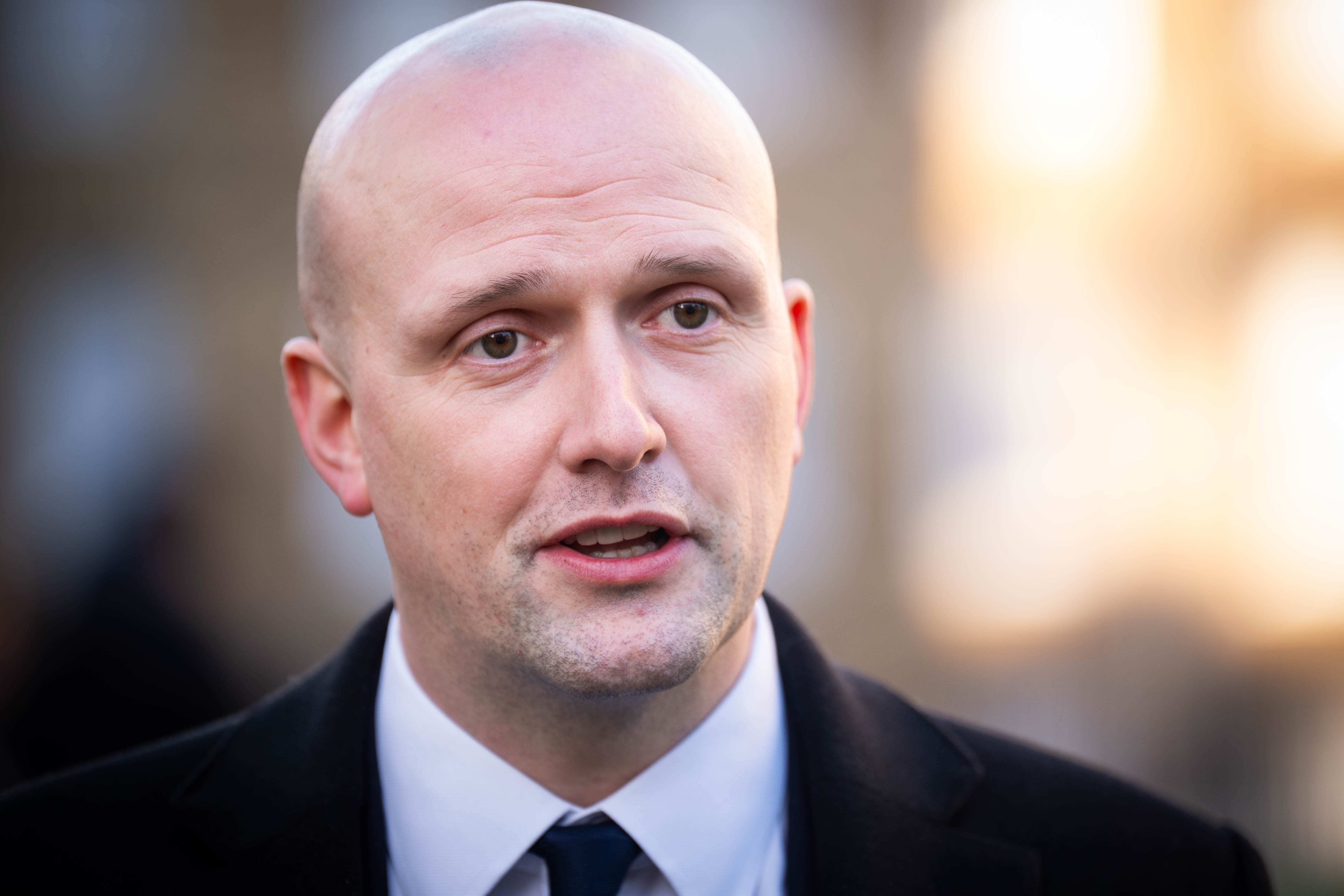 Scottish Economy Secretary Stephen Flynn speaks to journalists