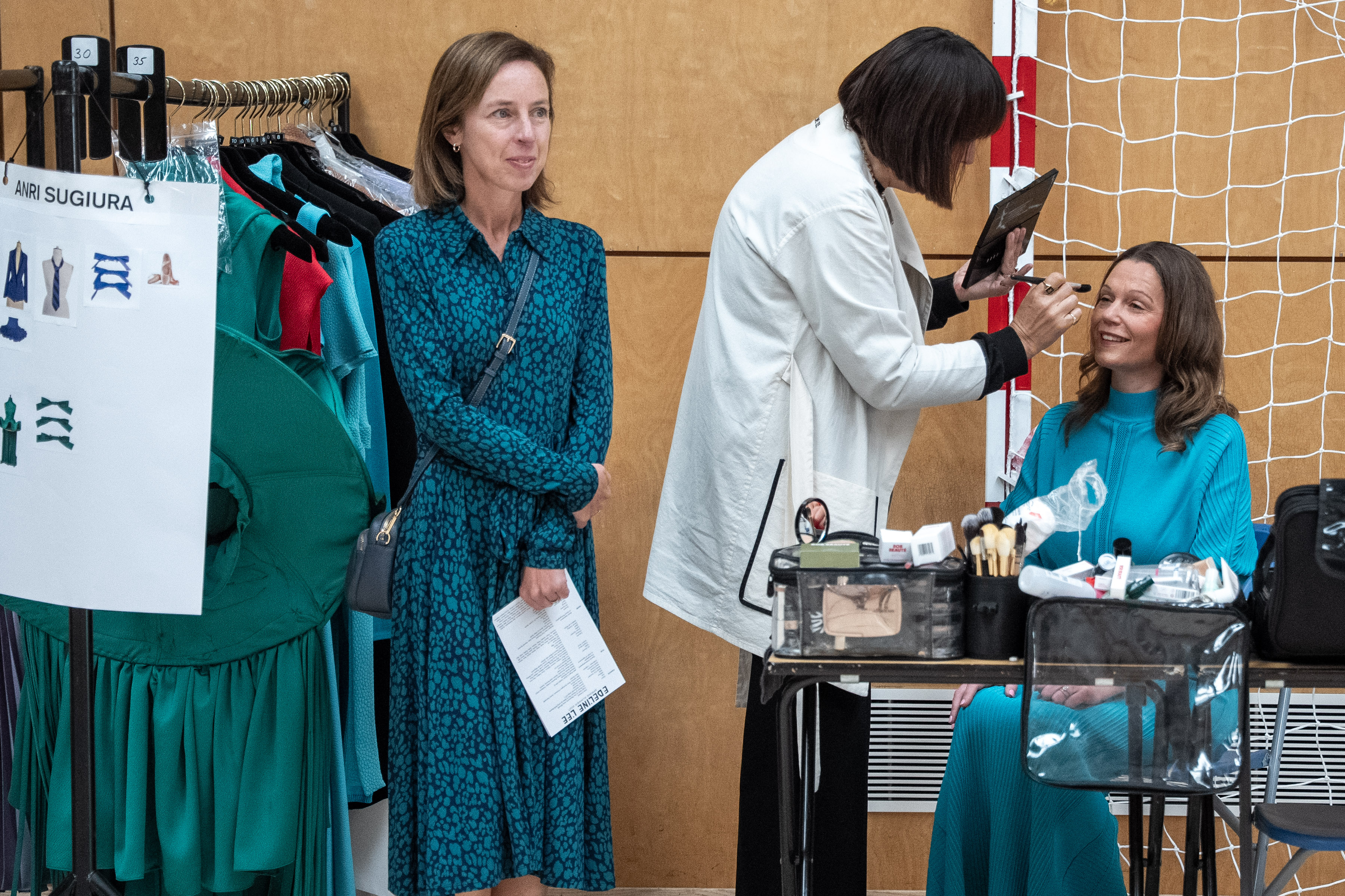 Lady Victoria Starmer has make-up applied at the Edeline Lee show