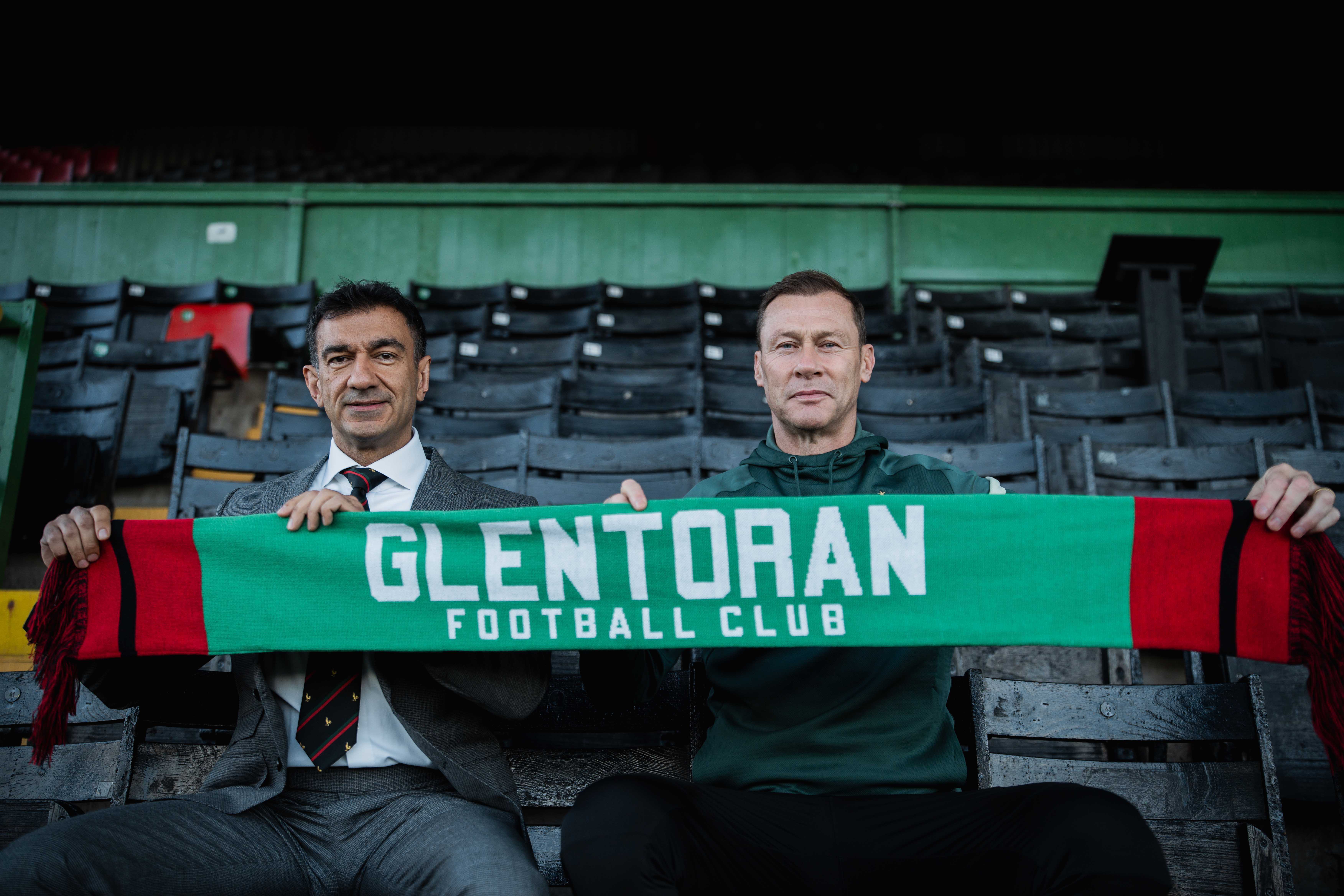 Duncan Ferguson with Glentoran owner Ali Pour