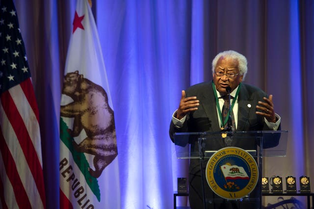 James Lawson addresses the crowd at the 13th Annual California Hall of Fame California Museum in downtown Sacramento in 2019