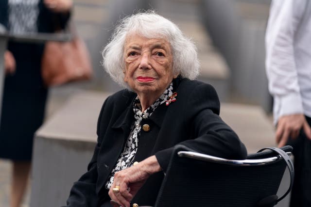 Holocaust survivor Margot Friedlander appears for an event with US secretary of state Antony Blinken at the Memorial to the Murdered Jews of Europe in Berlin in June 2021