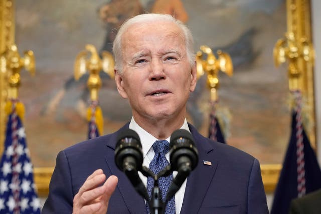 President Joe Biden speaks about Ukraine from the Roosevelt Room at the White House in Washington