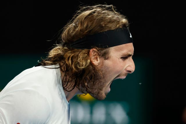 Stefanos Tsitsipas screams in frustration
