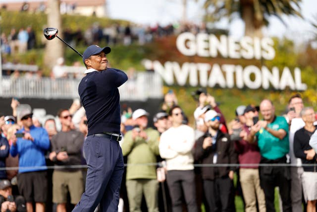 Tiger Woods in action at the Genesis Invitational