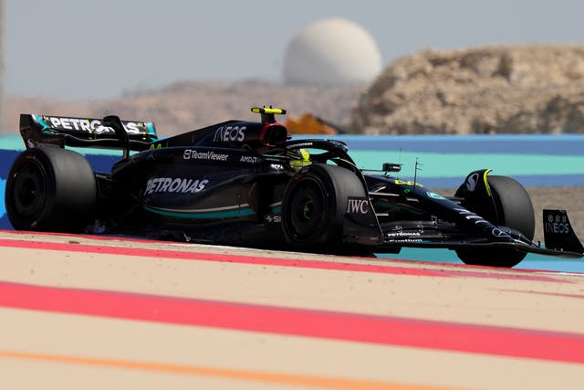 Lewis Hamilton in action during testing