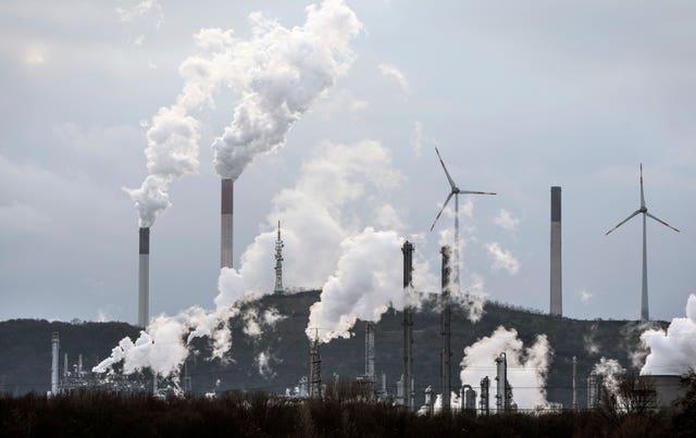 The industrial backdrop of a BP refinery and a Uniper coal-fired power plant is seen in Gelsenkirchen, Germany, March 6, 2023