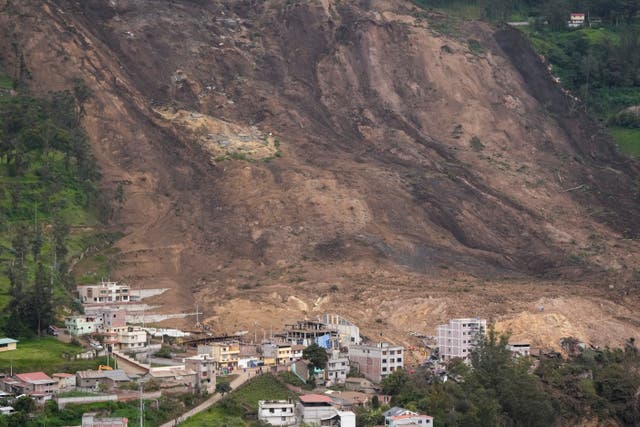 The aftermath of deadly landslide that buried dozens of homes in Alausi, Ecuador (Dolores Ochoa/AP)