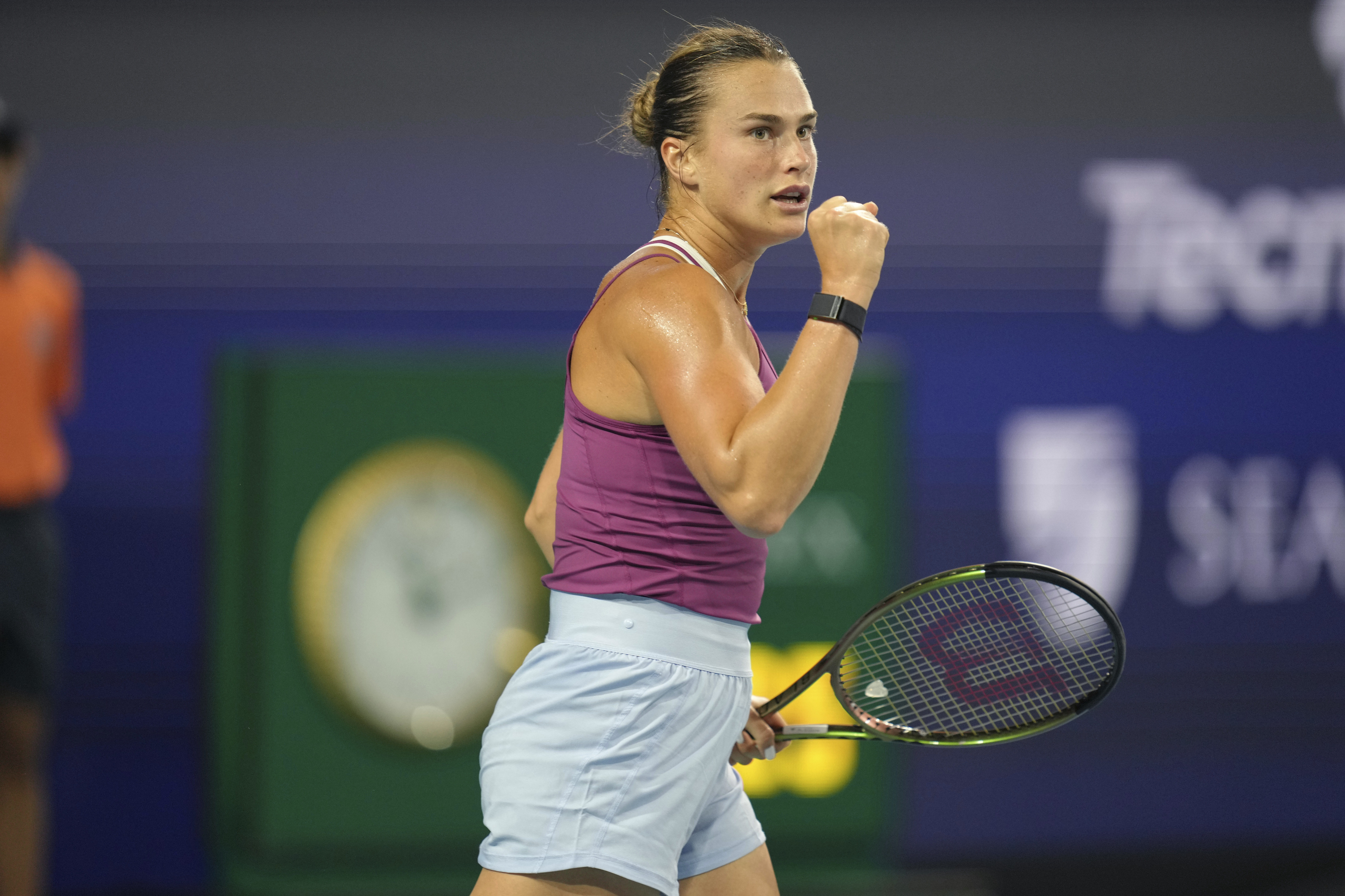 Aryna Sabalenka celebrates