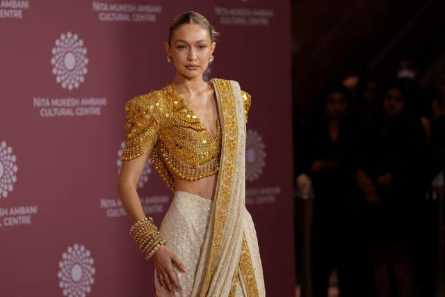 Gigi Hadid attends the second day inaugural function of the Nita Mukesh Ambani Cultural Centre in Mumbai, India