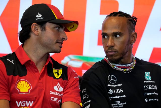 Carlos Sainz (left) and Lewis Hamilton