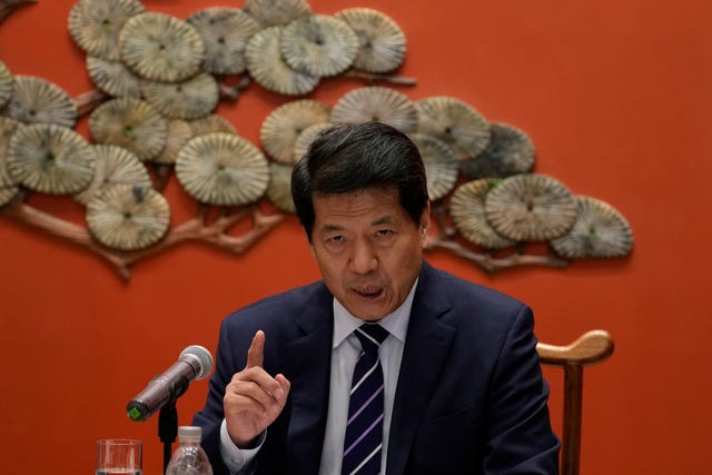 China’s Ukraine envoy Li Hui speaks to media in Beijing