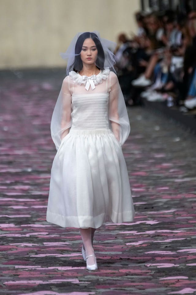 A model wears a creation for the Chanel Haute Couture Fall/Winter 2023-2024 fashion collection