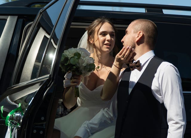 Blinded soldier's wedding day