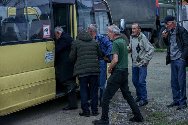 Ethnic Armenians from Nagorno-Karabakh leaving the region