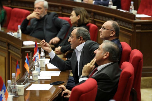 Armenian politicians in the country's parliament