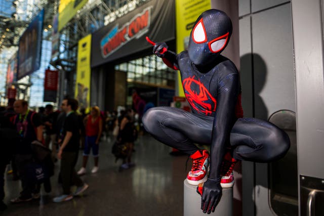 An attendee dressed as Miles Morales: Spider-Man at the New York Comic Con