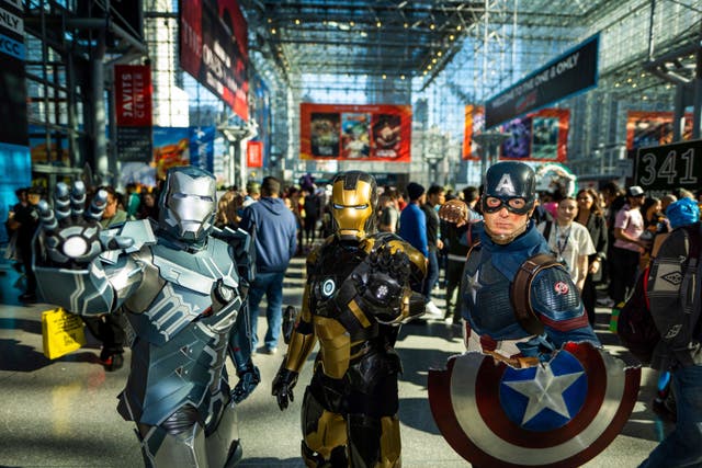 People dressed as characters from The Avengers