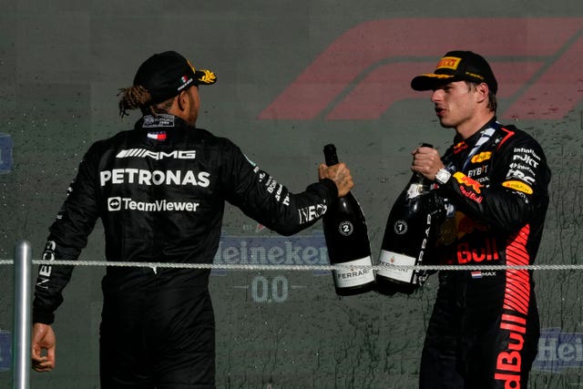 Lewis Hamilton, left, has been unable to challenge Max Verstappen's Red Bull this season