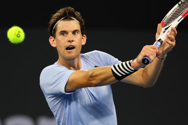Dominic Thiem, pictured, pushed Rafael Nadal hard in the opening set in Brisbane