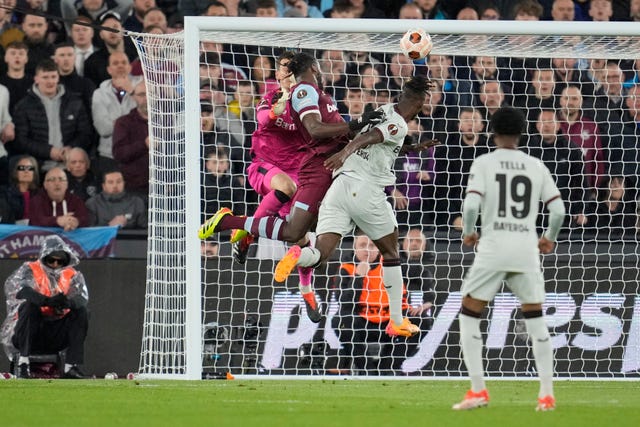 Michail Antonio, second left,  headed West Ham ahead