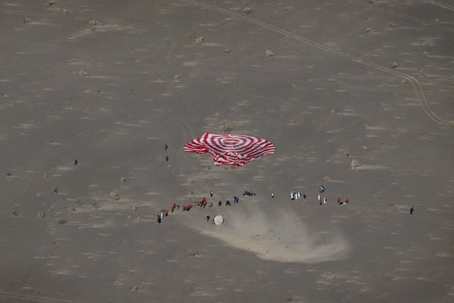 The capsule of the Shenzhou-17 manned spaceship touches down