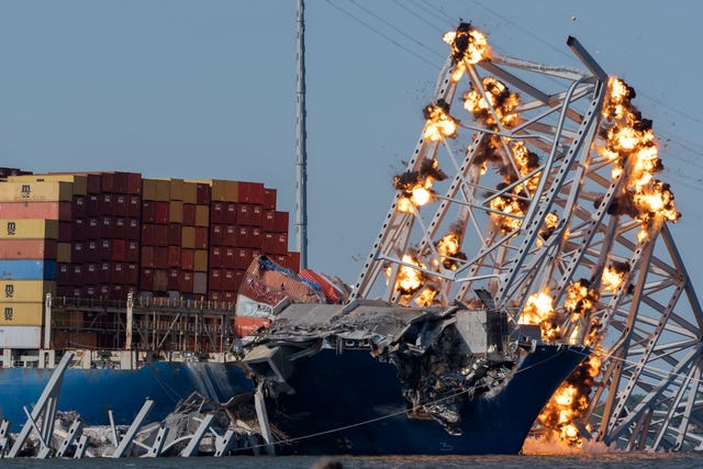 Explosive charges on the bridge