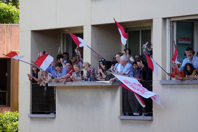 Supporters celebrate victory of Charles Leclerc