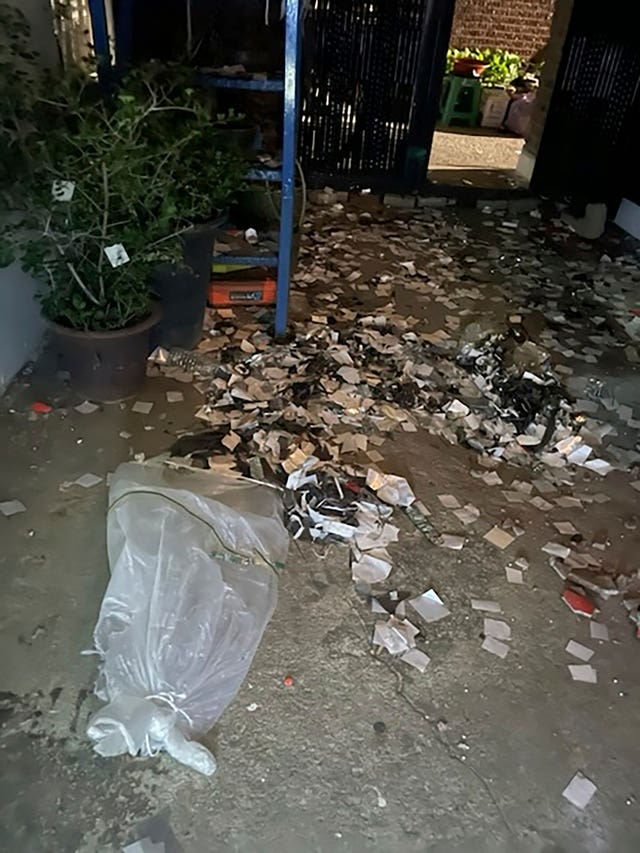 Rubbish from a balloon presumably sent by North Korea, in Seoul, South Korea