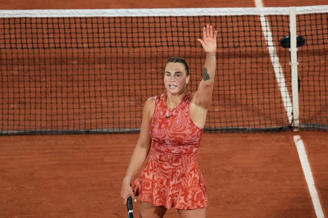 Aryna Sabalenka celebrates her victory