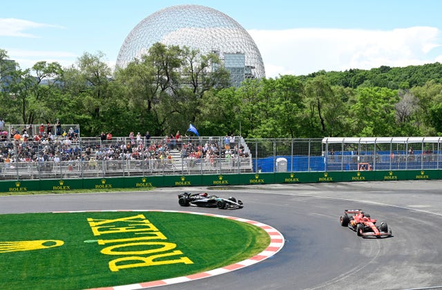 Charles Leclerc and Lewis Hamilton in practice at the Canadian Grand Prix