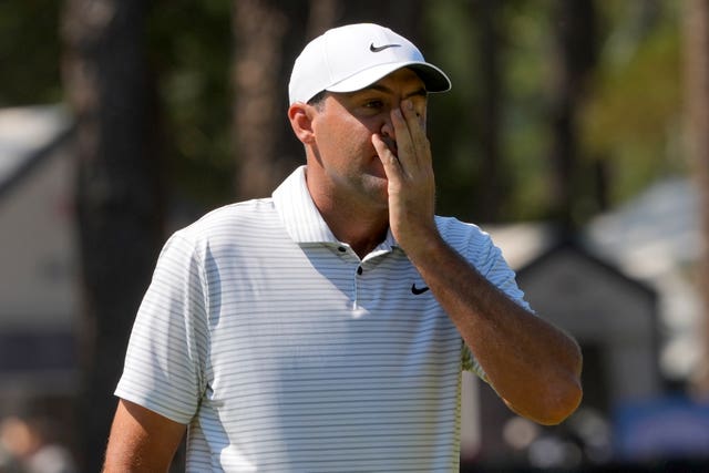 Scottie Scheffler reacts after a missed putt in the US Open