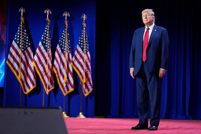 Donald Trump arrives to speak at the Road to Majority conference in Washington