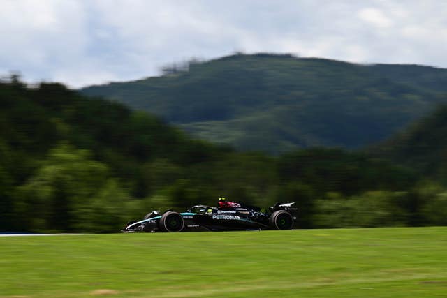 Mercedes driver Lewis Hamilton of Britain steers his car during the first free practice at the Red Bull Ring racetrack in Spielberg,