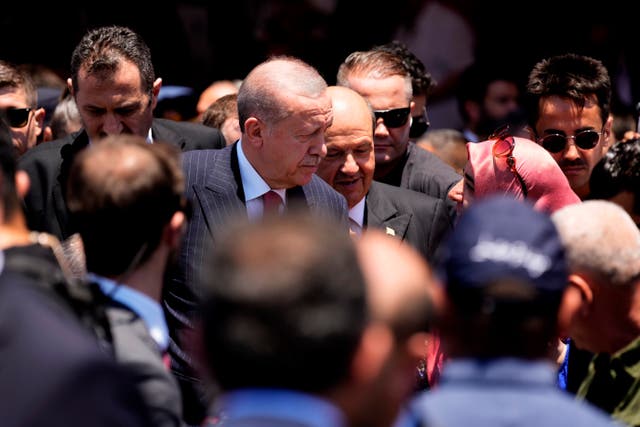 Mr Erdogan and Cypriot leader Ersin Tatar