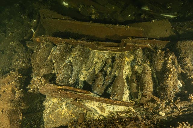 Bottles of Champagne in the ship's wreckage