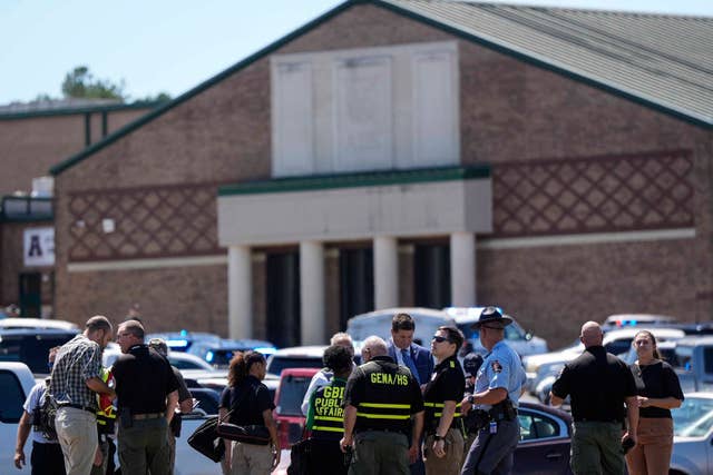 Police in front of the school building