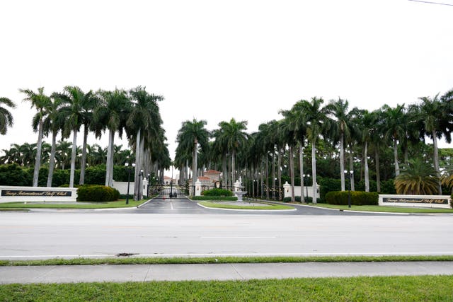 The main entrance to the Trump International Golf Club after police cordoned off the area following the apparent assassination attempt on Republican presidential candidate Donald Trump in West Palm Beach, Florida.