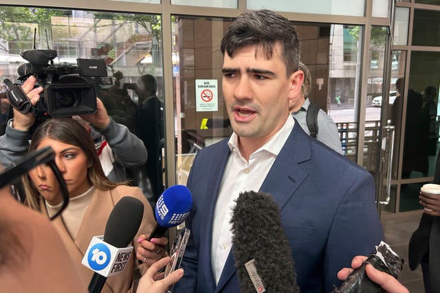 Jacob Hersant speaking to reporters outside Melbourne Magistrates’ Court