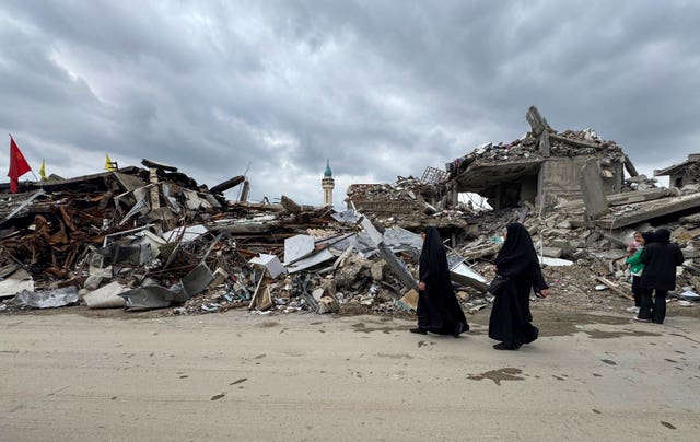 Destroyed buildings in Lebanon