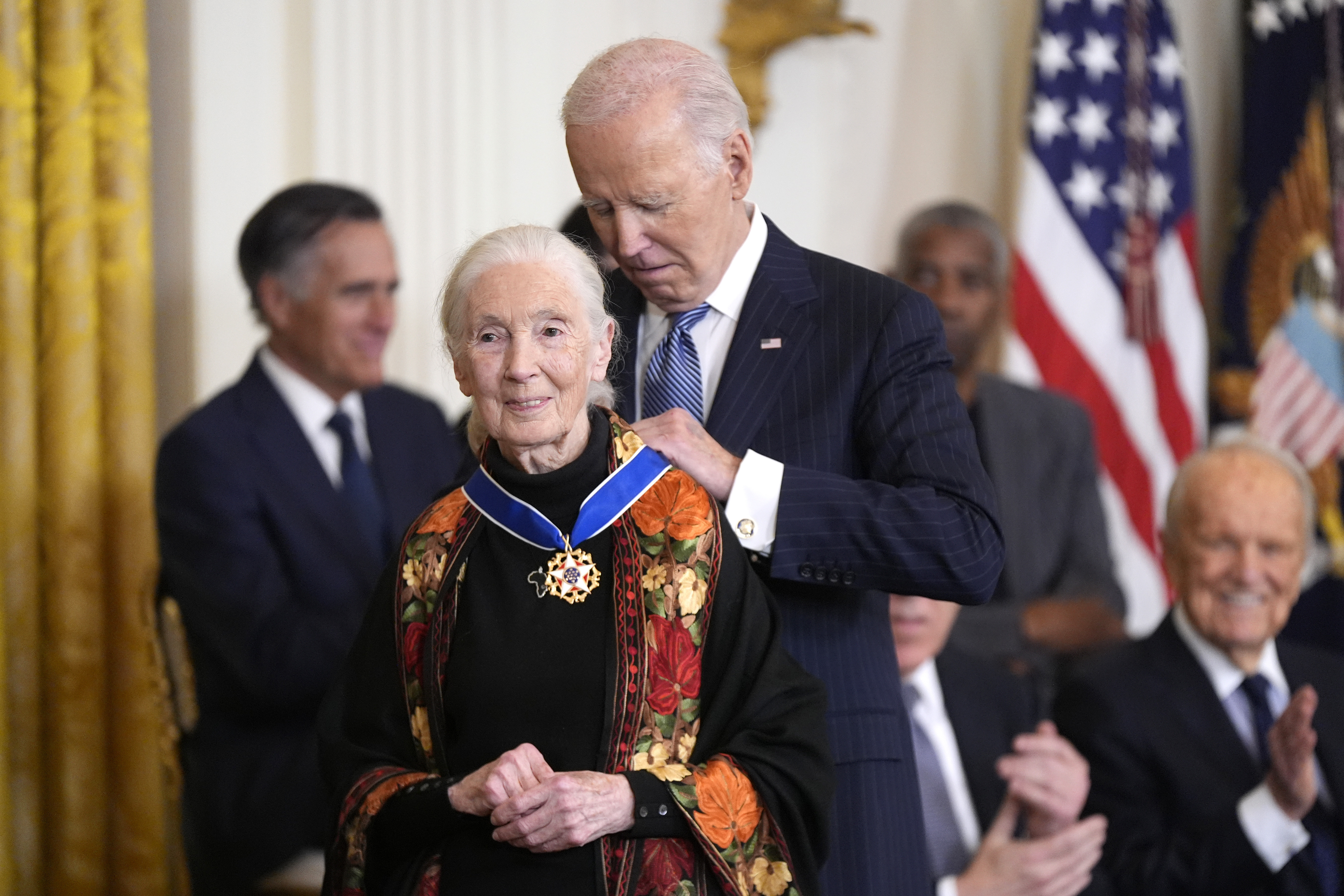 President Joe Biden with conservationist Dame Jane Goodall in the White House