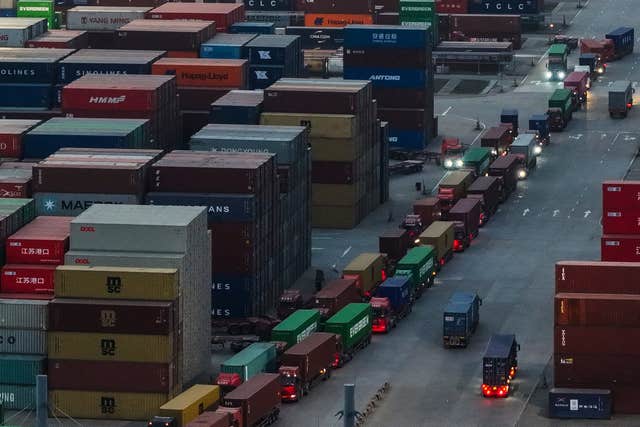 Stacked goods at a port