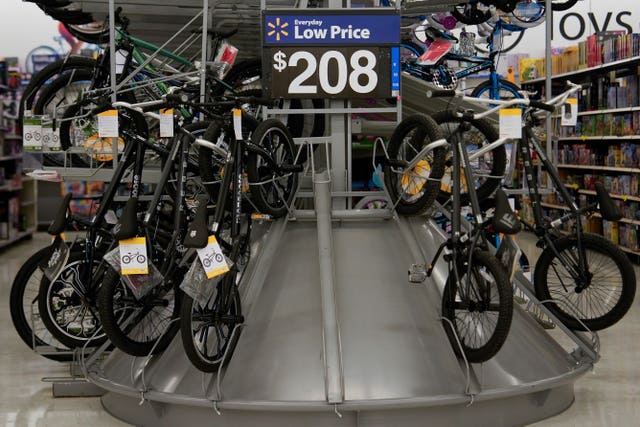 Bicycles displayed at a Walmart store