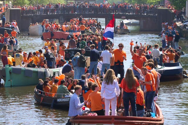 People celebrate King’s Day in Amsterdam, Netherlands