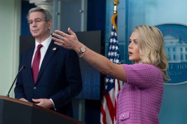 White House press secretary Karoline Leavitt with Treasury Secretary Scott Bessent