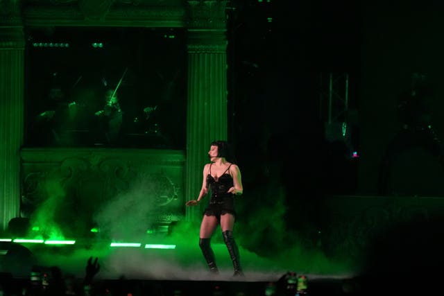 Lady Gaga on stage during a free concert in Rio