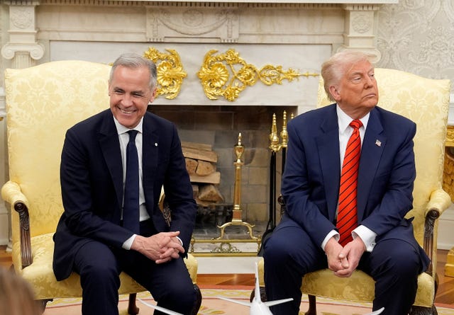 Canadian Prime Minister Mark Carney and US President Donald Trump during a meeting at the White House