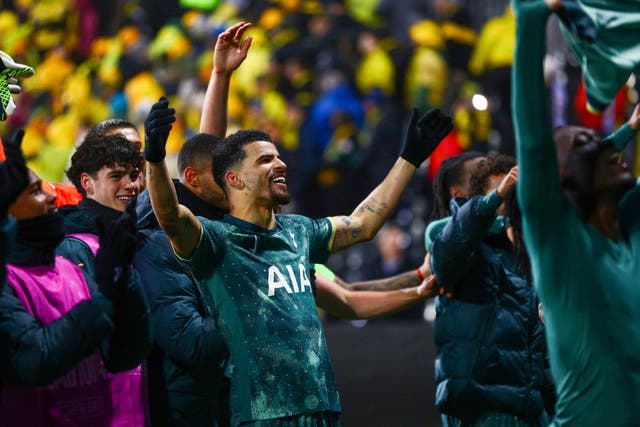 Tottenham’s Dominic Solanke celebrates