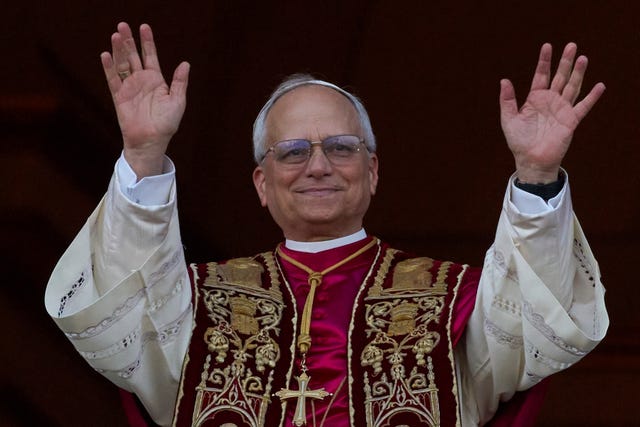 Newly elected Pope Leo XIV appears at the balcony of St Peter’s Basilica at the Vatican