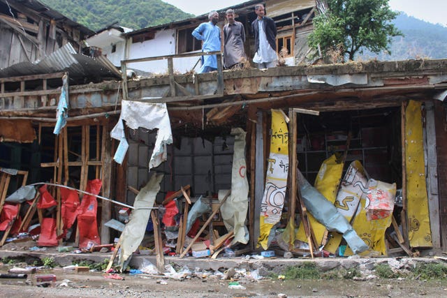 Shops damaged by Indian shelling
